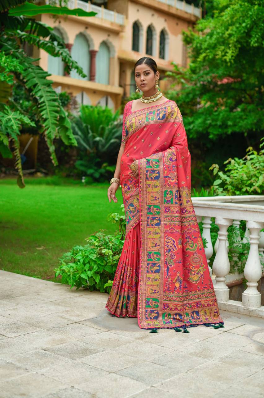 Soft Kashmiri Pashmina Silk Weaving Saree
