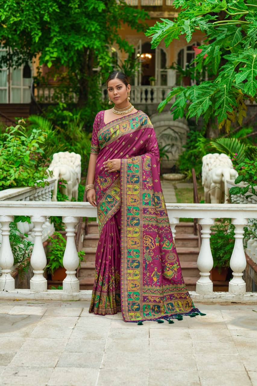 Soft Kashmiri Pashmina Silk Weaving Saree