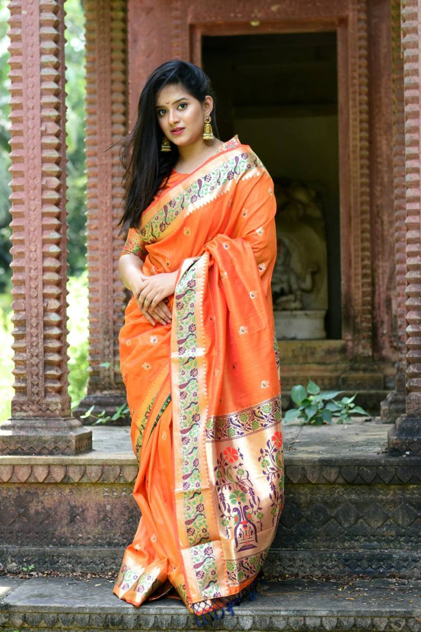 Soft Banarasi Ghicha Silk Paithani Saree