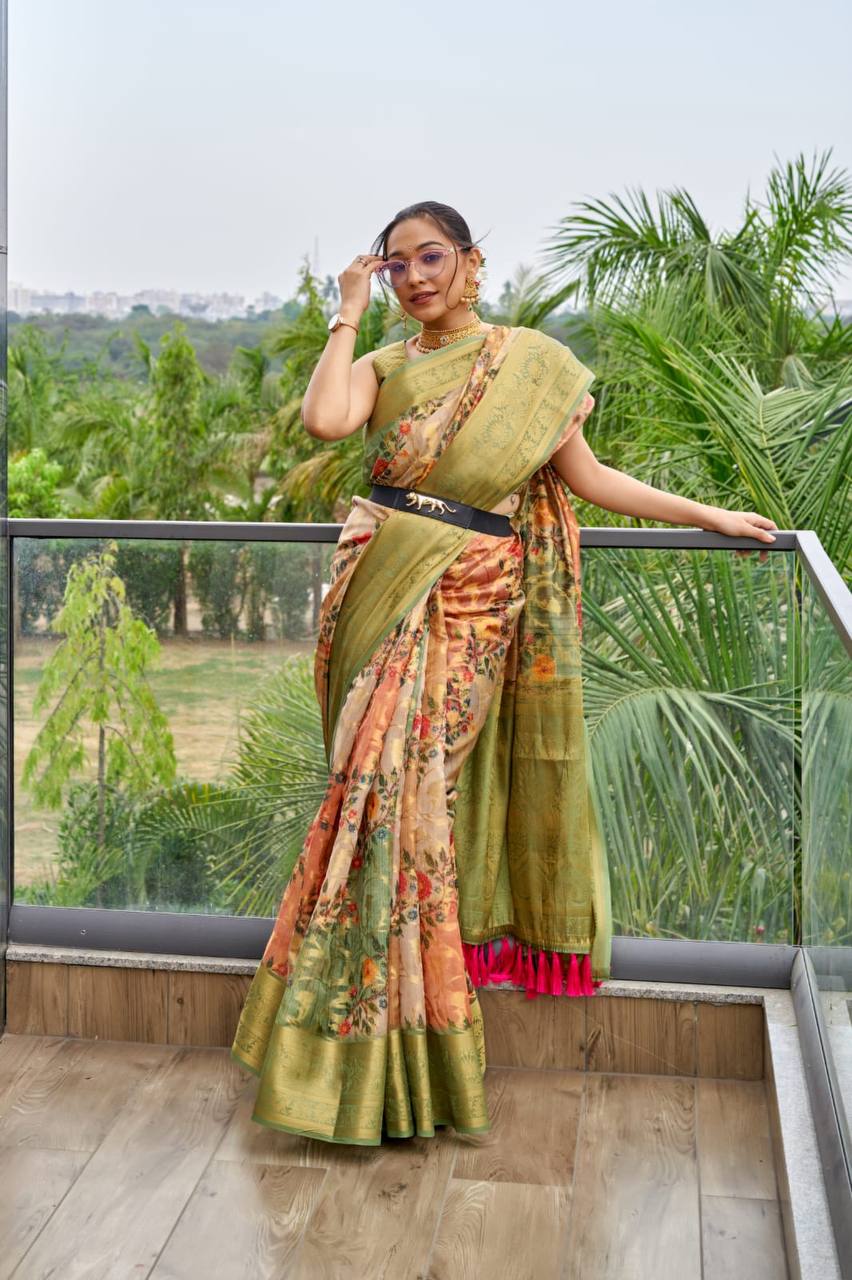 Organza Zari Sweaving Saree