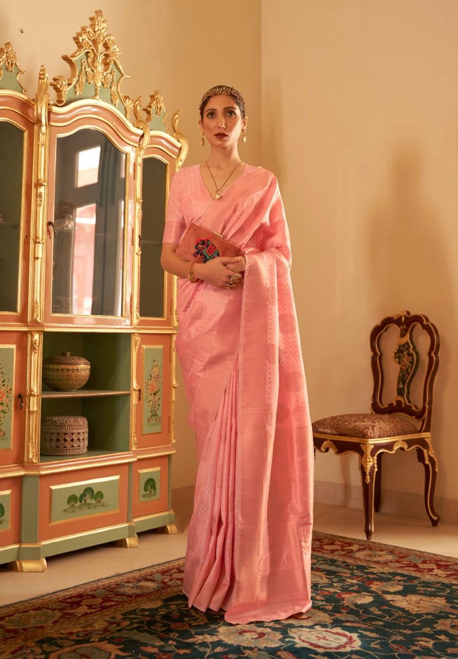 Copper Zari Handloom Weaving Silk Saree