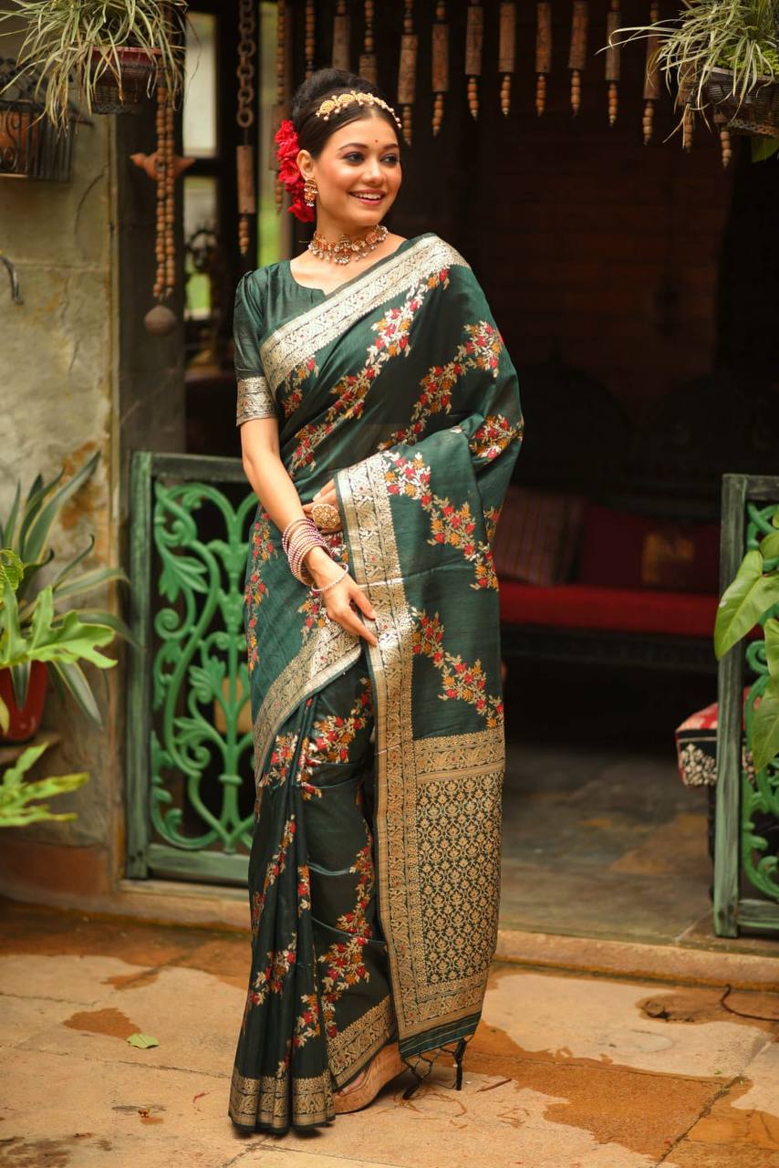 Tussar Silk Jamdani Weaving Saree