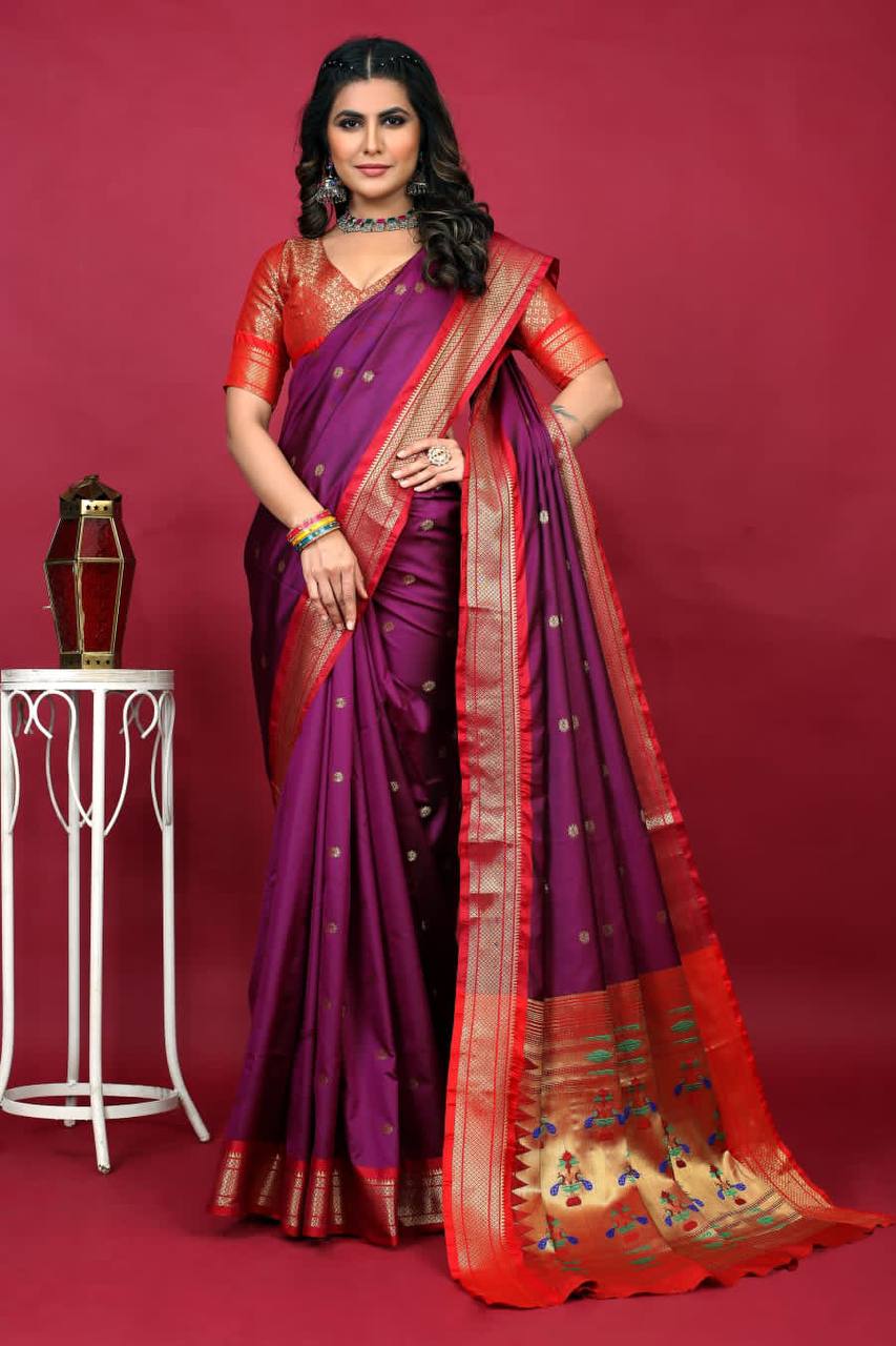 Paithani Pure Soft Silk Handloom Saree