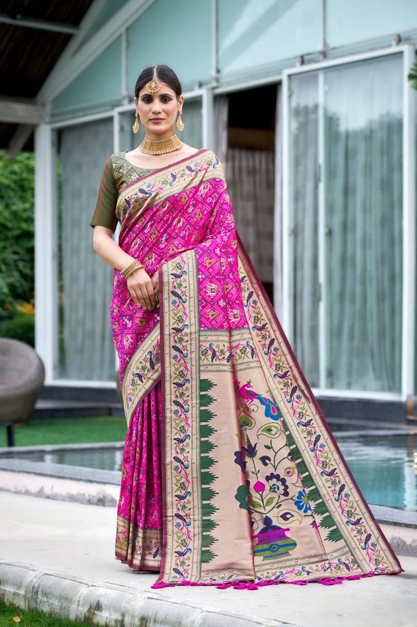 Banarasi Soft Silk Paithani Patola Saree