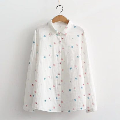 Flower Printed Long Sleeves Cotton Comfort Shirt