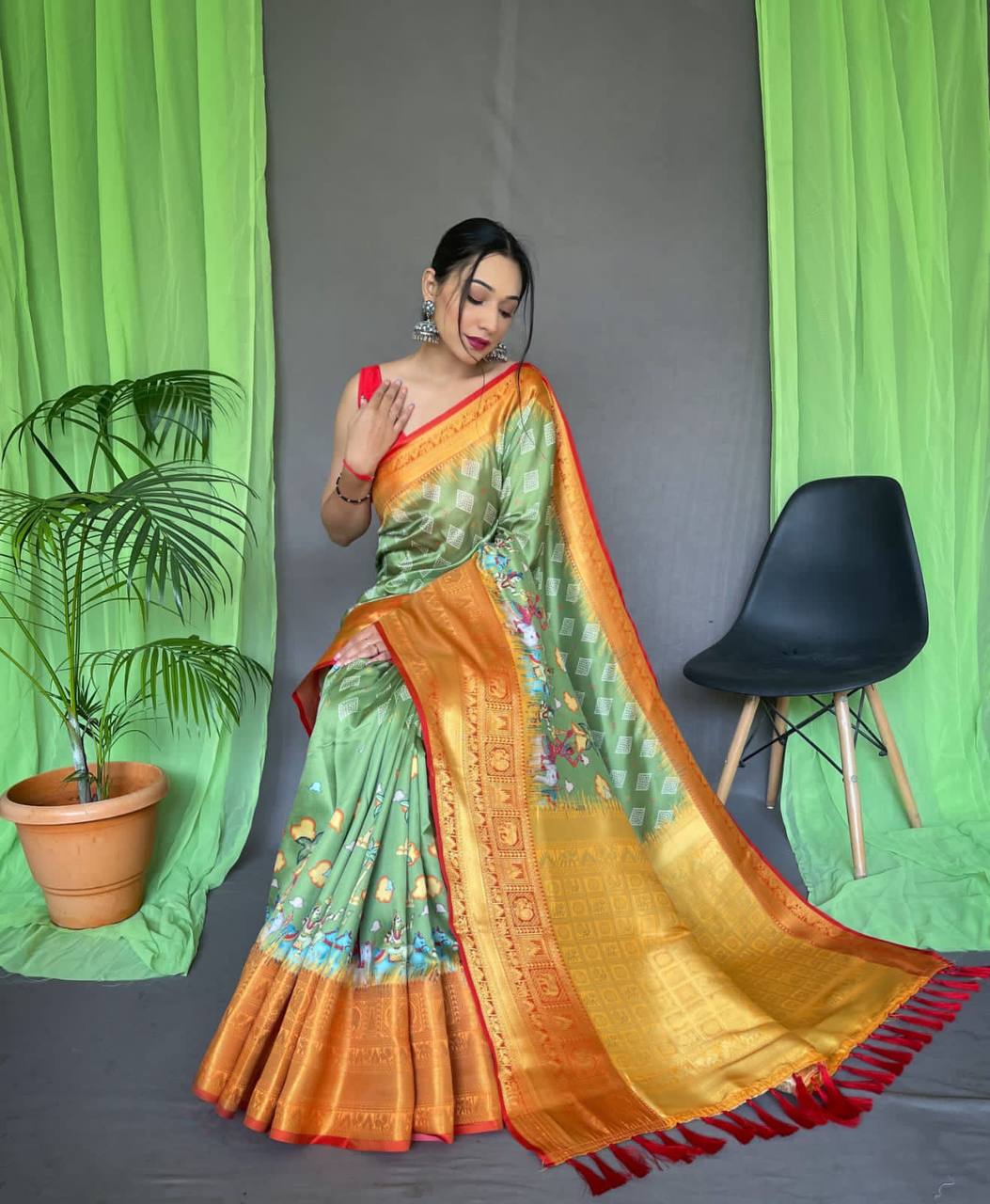 Pure Kanchipuram Digital Printed Saree