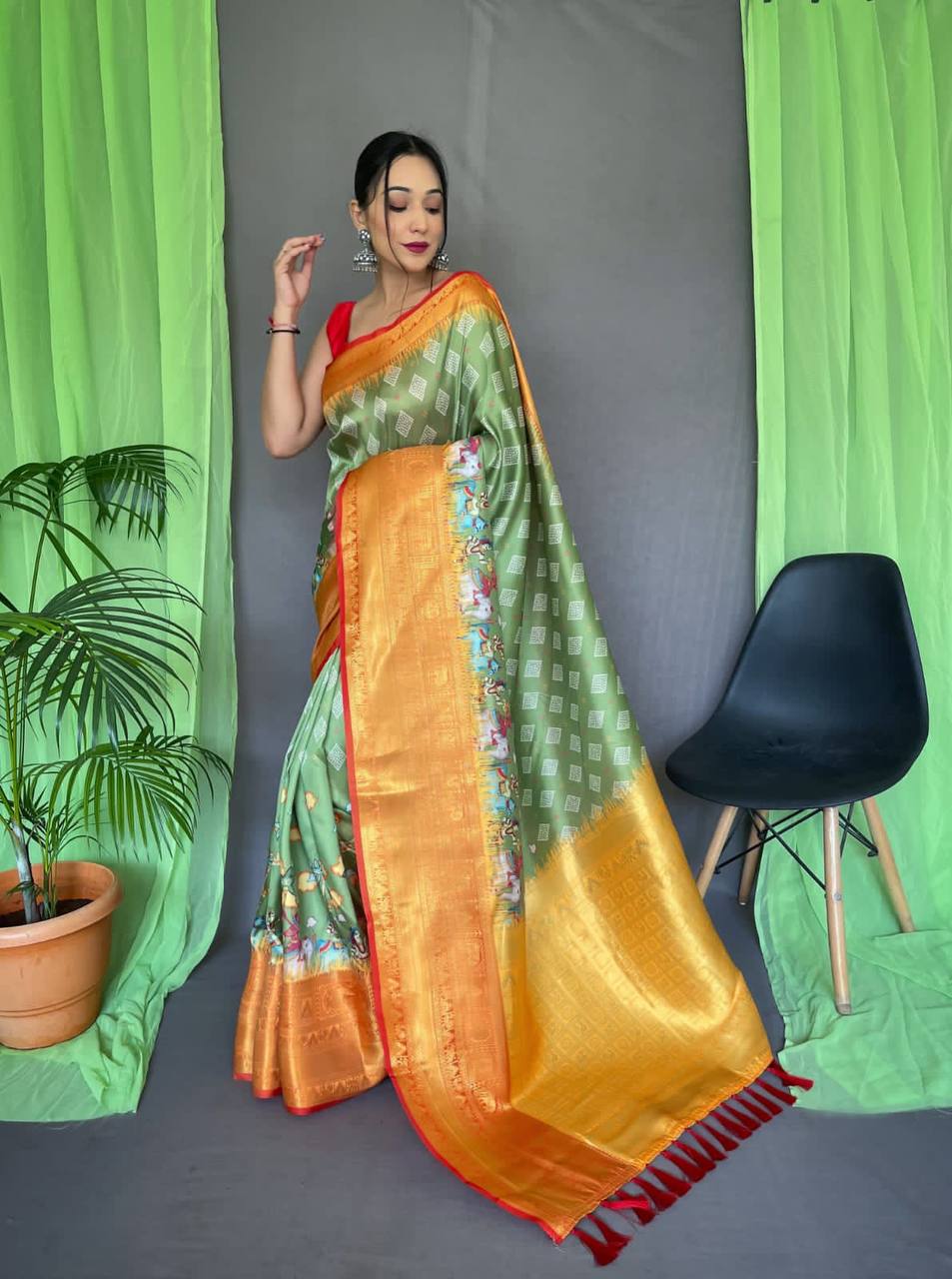 Pure Kanchipuram Digital Printed Saree