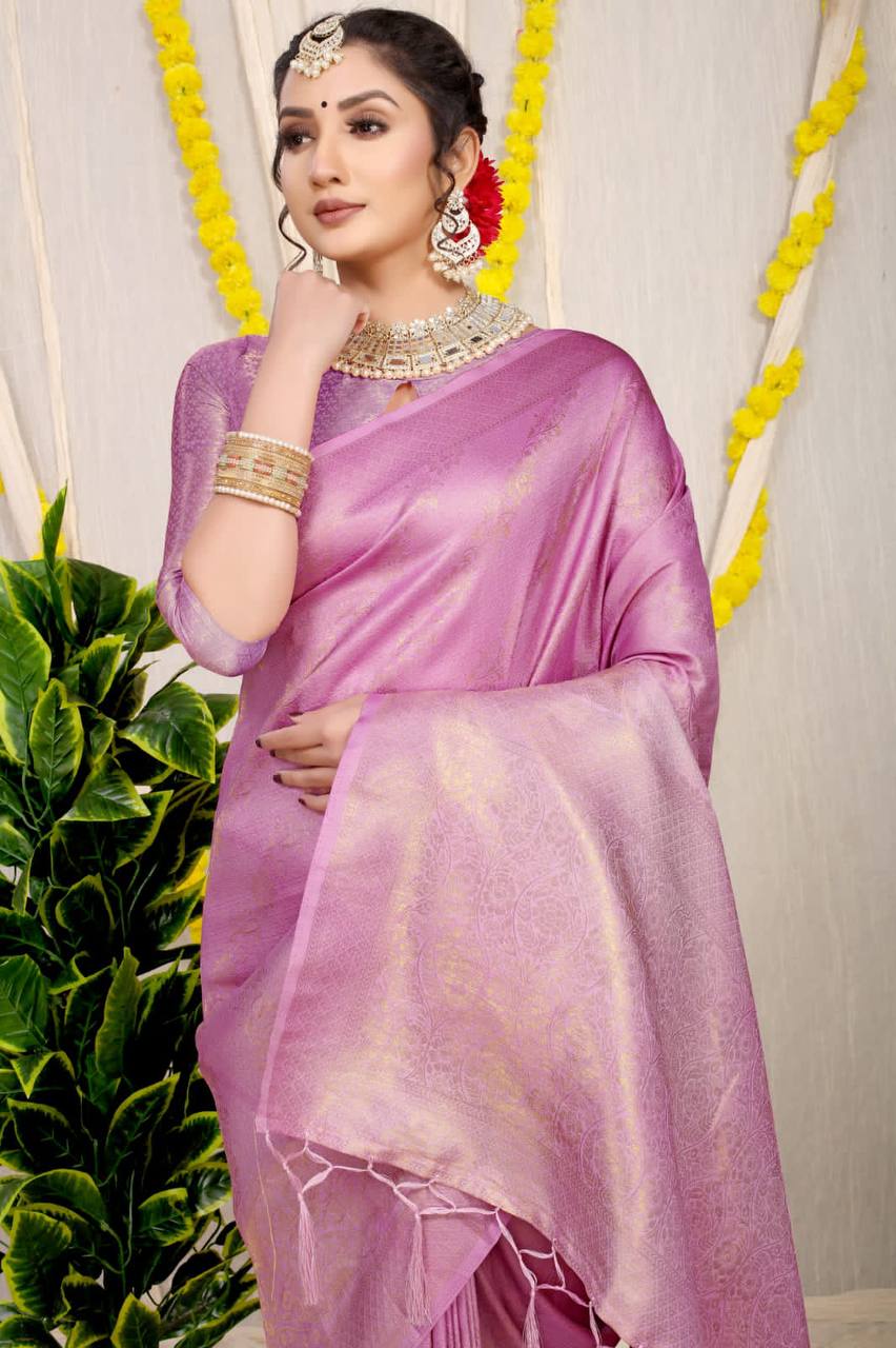 Purple Pure Kanchipuram Silk Sarees In Pure Gold Zari
