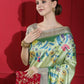See Green Tussar Print Soft Saree with all Over Beautiful Print