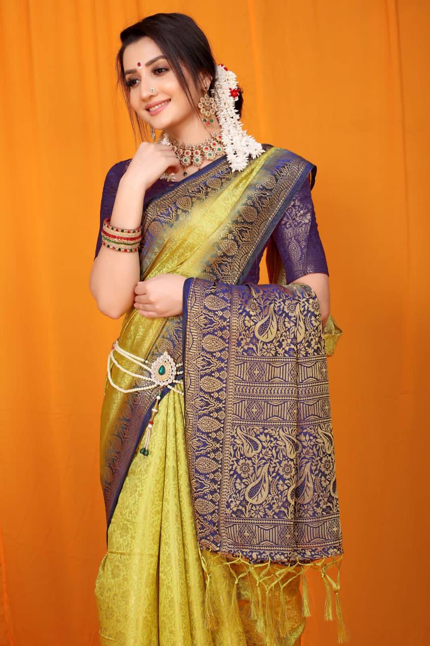 Lemon Pure Softly Silk Handloom Saree