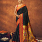 Black Soft Silk With Gold Zari