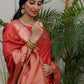 Red Soft Banarasi Silk Tanchoi Saree With Zari Border