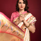 Cream Banarasi Soft Silk Paithani Saree With Fancy Meena