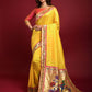 Yellow Banarasi Soft Silk Paithani Saree With Fancy Meena