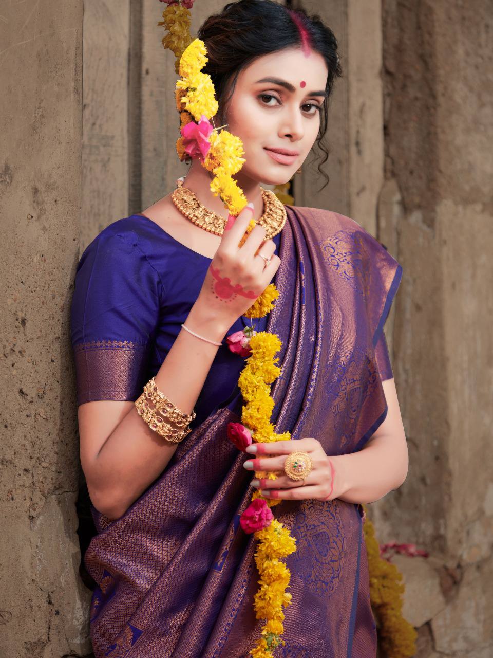 Blue Pure Softy Silk Saree With Handloom Zari