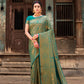 Green Pure Softy Silk Saree With Handloom Zari