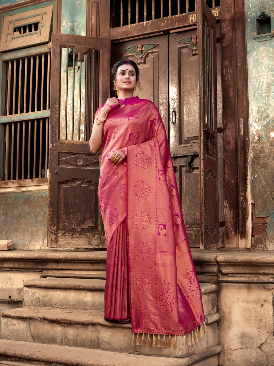 Rani Pure Softy Silk Saree With Handloom Zari