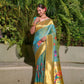 Sky Blue Paithani Pure Silk Handloom Saree With Pure Jari
