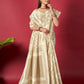 Cream Linen Saree With Ikkat Self Weaving