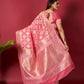 Rani Linen Saree With Ikkat Self Weaving