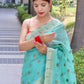 Blue Paithani Saree With Zari Weaving Border.
