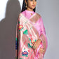 Light Pink Banarasi Soft Silk Paithani Saree With Zari Border