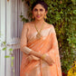 Orange Soft Assam Silk Saree With Zari Weaves Butties