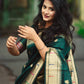 Green Banarasi Tussar Silk Paithani Saree With Pure Zari Woven Border
